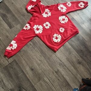 Men's Red Floral Hoodie